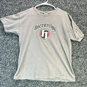 Hierarchy Men's Gray Logo Graphic Print Crew Neck Short Sleeve Knit T-Shirt S